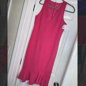 Betsy Johnson dress. Hot pink. Ruffle hem